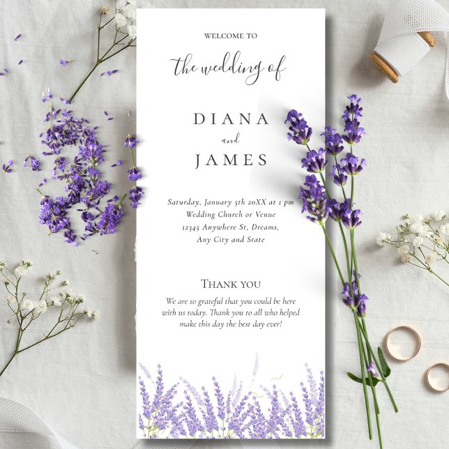 Elegant Calligraphy Lavender flower Wedding Programme (Elegant Calligraphy Lavender flower Wedding Program)