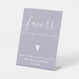 Elegant Calligraphy Lavender Wedding Favours Table Pedestal Sign