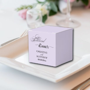 Elegant Calligraphy Light Purple Rehearsal Dinner Favour Box