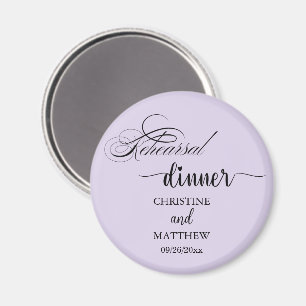 Elegant Calligraphy Light Purple Rehearsal Dinner Magnet