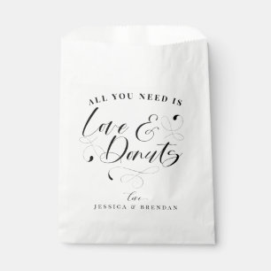 Elegant Calligraphy Love & Doughnuts Wedding Favou Favour Bags