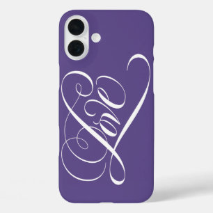 Elegant Calligraphy LOVE Heart Lettering Purple Ca iPhone 16 Plus Case