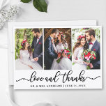 Elegant Calligraphy Love Thanks Wedding 3 Photo Thank You Card<br><div class="desc">Modern Elegant Calligraphy 3 Photo Wedding Love and Thanks Card</div>