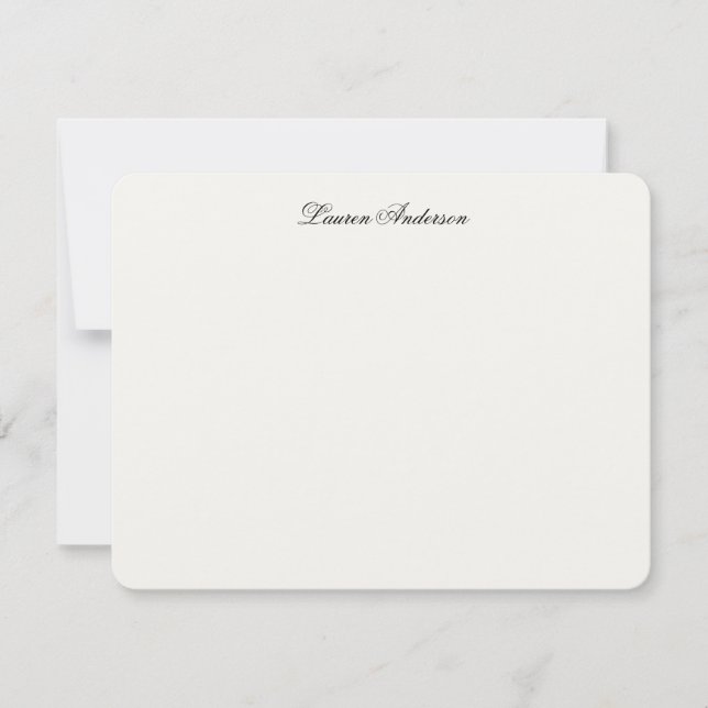 Elegant Calligraphy Luxury Ivory Personalised Flat Card (Front)