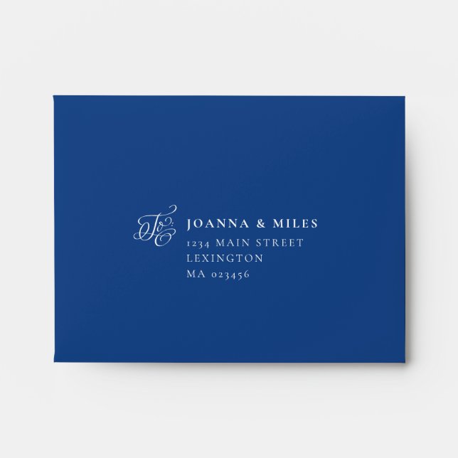 Elegant Calligraphy Marseilles Bleu RSVP Envelope (Front)