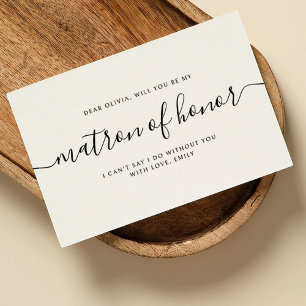 Elegant Calligraphy Matron of Honour Proposal Card