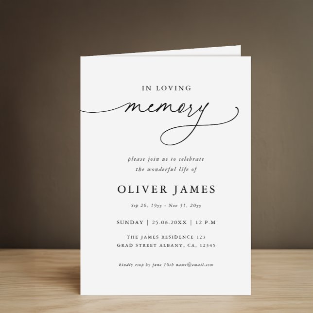 Elegant Calligraphy Memorial Funeral Program Card (Creator Uploaded)