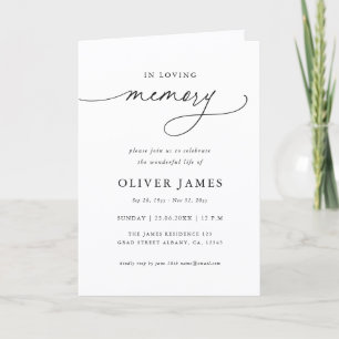 Elegant Calligraphy Memorial Funeral Program Card