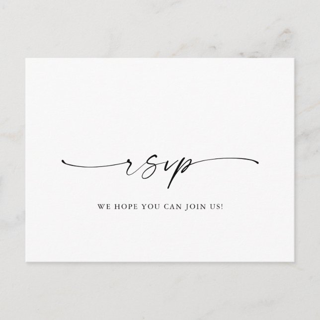 Elegant Calligraphy Menu Choice Wedding RSVP Postcard (Front)