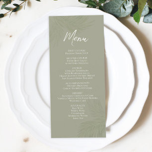 Elegant Calligraphy Menu Tropical Palm Leaves 