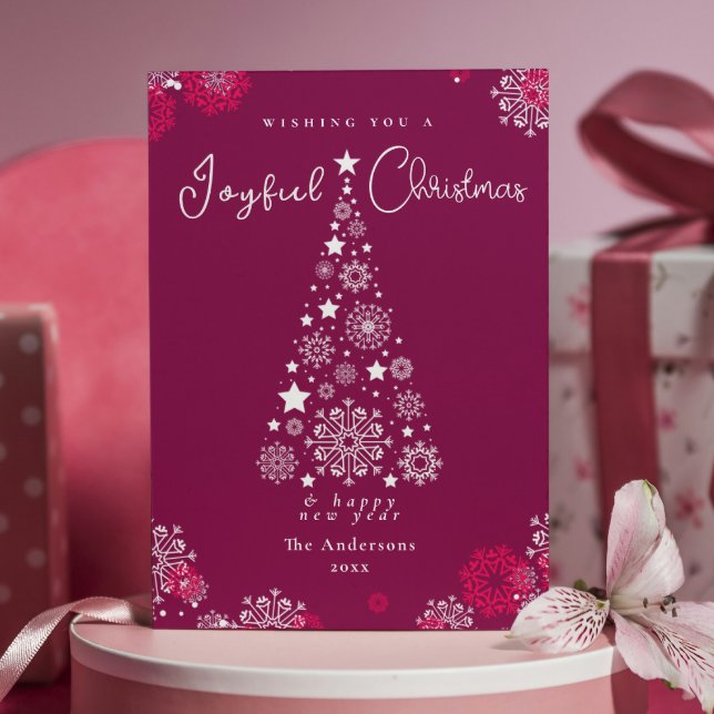 Elegant Calligraphy Merry Christmas Magenta Holiday Card (Elegant Calligraphy Merry Christmas Viva Magenta Holiday Card)