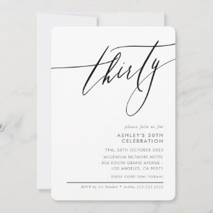 ELEGANT Calligraphy minimal 30th party black Invitation