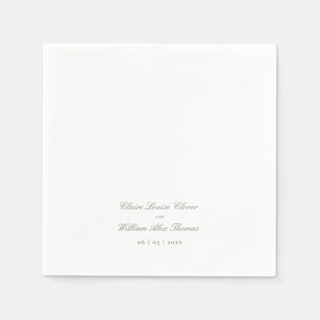 Elegant Calligraphy Minimal Sage Green Wedding Napkin (Front)