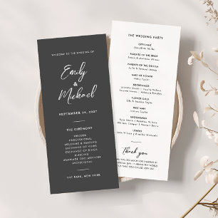 Elegant Calligraphy Minimal Wedding Program Invitation