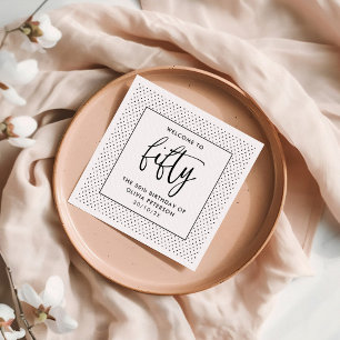 Elegant Calligraphy Minimalist 50th Birthday Party Napkin