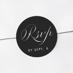 Elegant Calligraphy Minimalist Black RSVP Classic Round Sticker<br><div class="desc">Simple Elegant Calligraphy Black RSVP Sticker.</div>