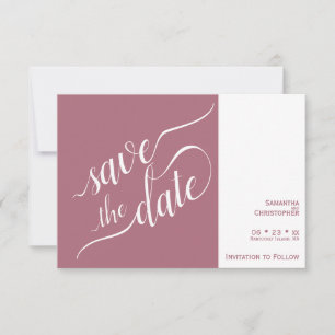 Elegant Calligraphy Minimalist Dusty Rose Wedding Save The Date