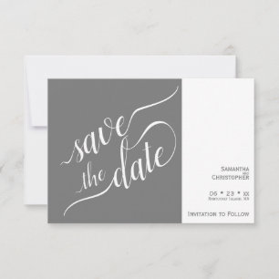 Elegant Calligraphy Minimalist Grey Wedding Save The Date