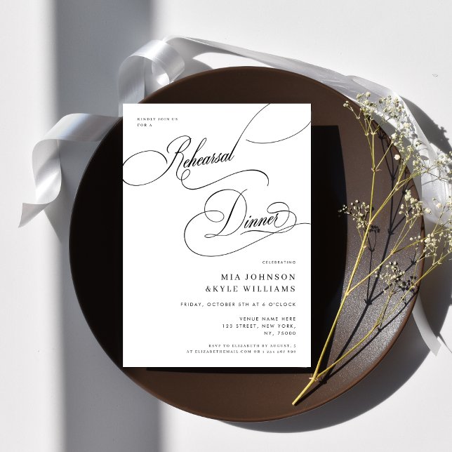 Elegant Calligraphy Minimalist Rehearsal Dinner Invitation (Creator Uploaded)