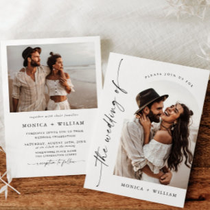 Elegant Calligraphy Minimalist Wedding 2 PHOTO Invitation
