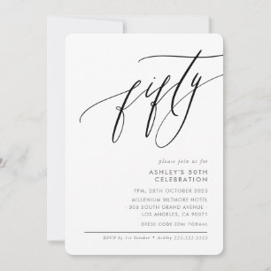 ELEGANT Calligraphy modern 50th party black Invitation