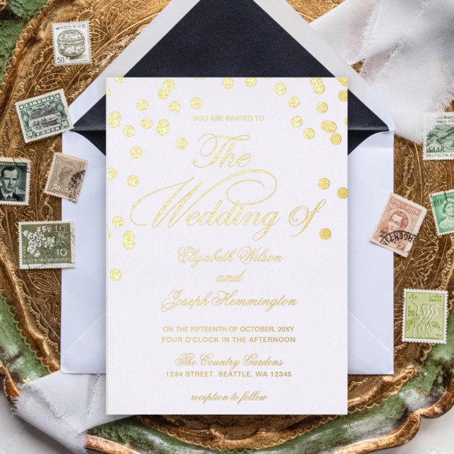 Elegant Calligraphy Modern Gold Confetti Wedding   (Creator Uploaded)