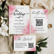 Elegant Calligraphy Modern pink Watercolor Wedding