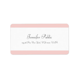 Elegant Calligraphy Modern Simple Blush Pink White Label