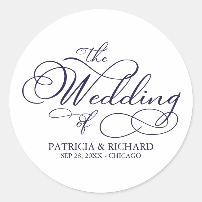 Elegant Calligraphy Modern Wedding Classic Round S Sticker (Front)