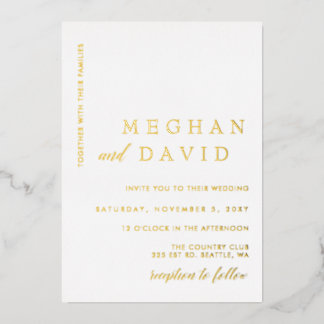 Elegant Calligraphy Modern Wedding Foil Invitatio