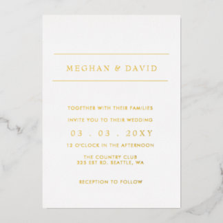 Elegant Calligraphy Modern Wedding Foil Invitatio