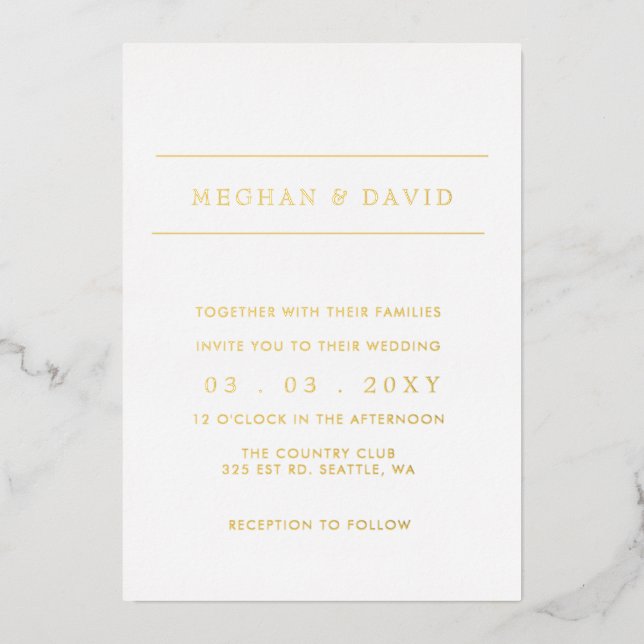 Elegant Calligraphy Modern Wedding  Foil Invitatio (Front)