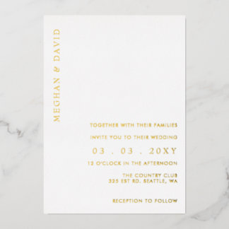 Elegant Calligraphy Modern Wedding Foil Invitatio