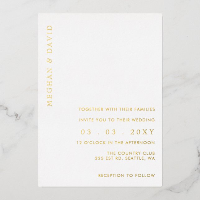 Elegant Calligraphy Modern Wedding  Foil Invitatio (Front)