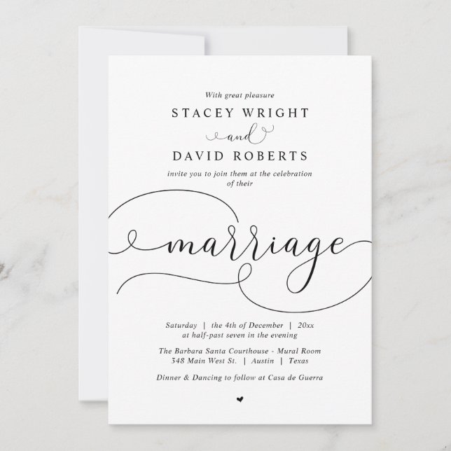 Elegant Calligraphy, Modern Wedding Invitation (Front)