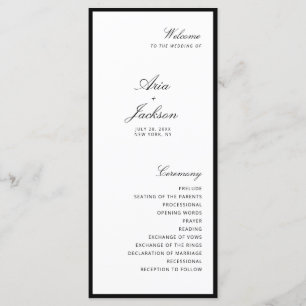 Elegant Calligraphy Modern Wedding Program Card