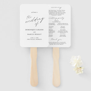Elegant Calligraphy Modern Wedding Program Hand Fan