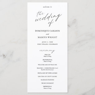 Elegant Calligraphy Modern Wedding Programme