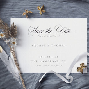 Elegant Calligraphy Monogram Black White Wedding Save The Date