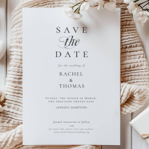 Elegant Calligraphy Monogram Black White Wedding  Save The Date