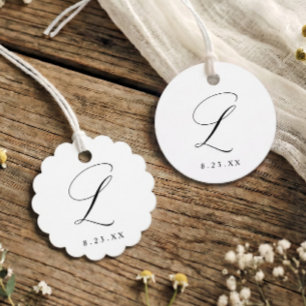 Elegant Calligraphy Monogram Initial L Wedding Favour Tags