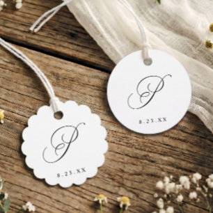 Elegant Calligraphy Monogram Initial P Wedding Favour Tags