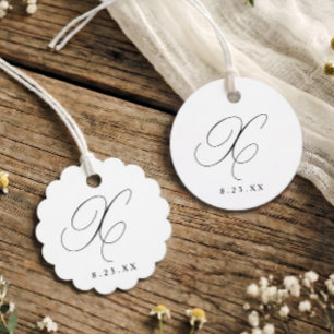 Elegant Calligraphy Monogram Initial X Wedding Favour Tags