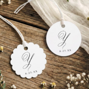 Elegant Calligraphy Monogram Initial Y Wedding Favour Tags