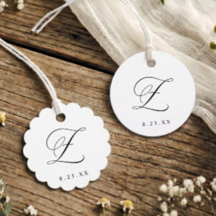 Elegant Calligraphy Monogram Initial Z Wedding Favour Tags