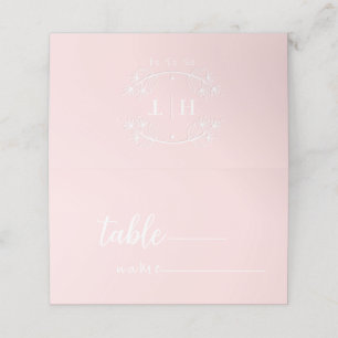 Elegant Calligraphy Monogram Pink Wedding  Place Card
