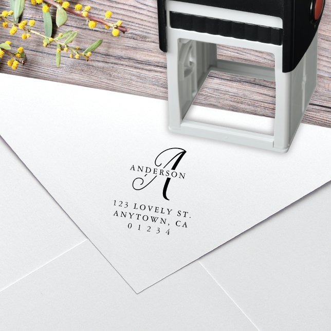 Elegant Calligraphy Monogram Return Address Self-inking Stamp (Creator Uploaded)