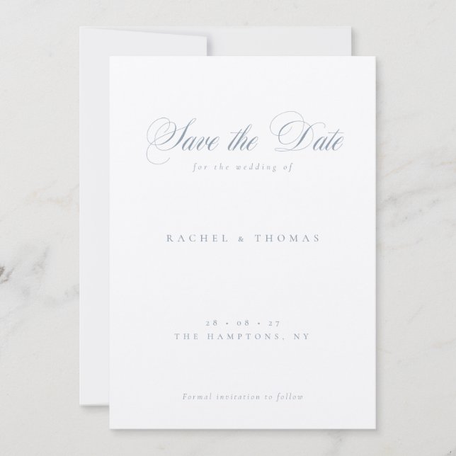 Elegant Calligraphy Monogram Sage Wedding Save The Date (Front)