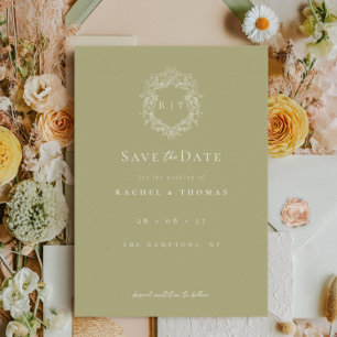 Elegant Calligraphy Monogram Sage Wedding Save The Date