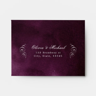 Elegant calligraphy moody plum wedding RSVP Envelope